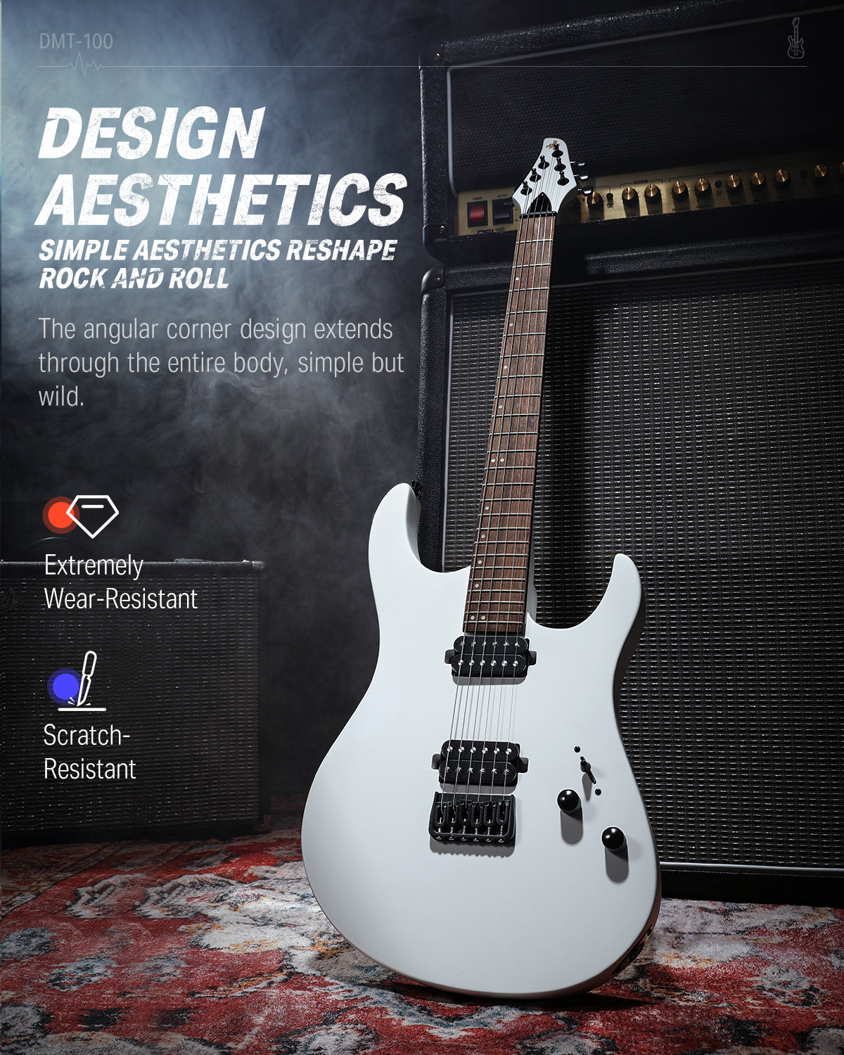 Donner DMT-100 39" Matt Metal Electric Guitar Kit Solid Body with H-H Pickups