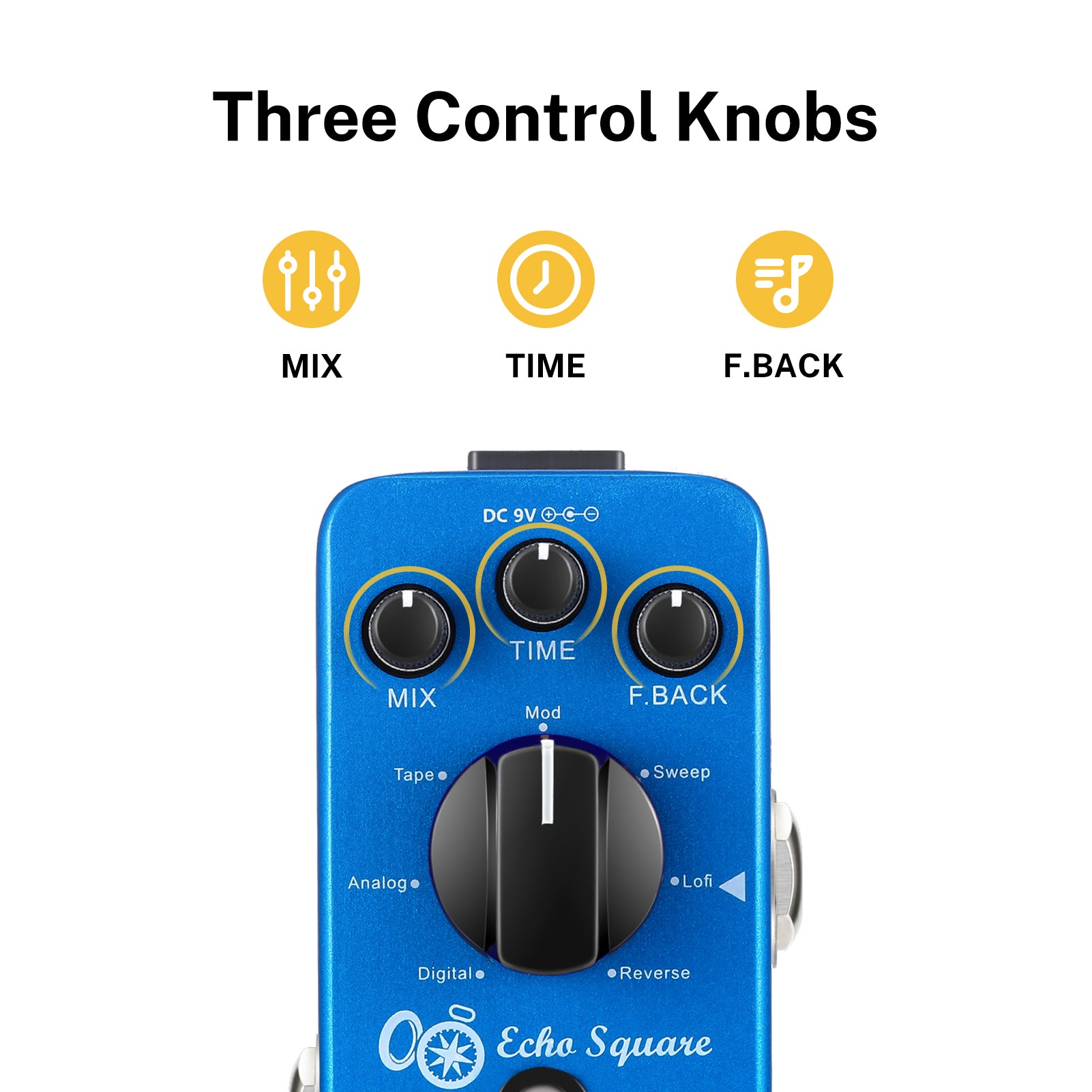 DONNER Echo Square 7モードデジタルディレイ Donner 7-Mode Delay Pedal Echo Square Multi-Effect Guitar Pedal