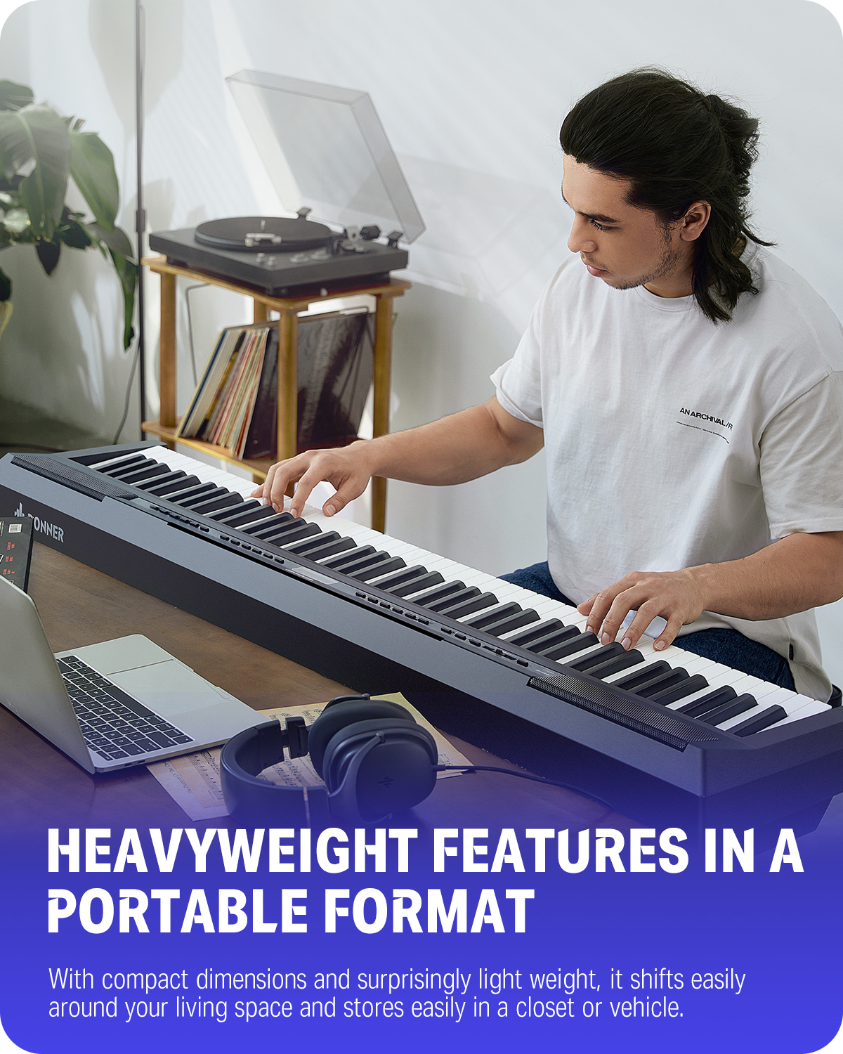 Donner DEP-20 Portable 88 Key Weighted Digital Piano with Sustain Pedal for Beginner