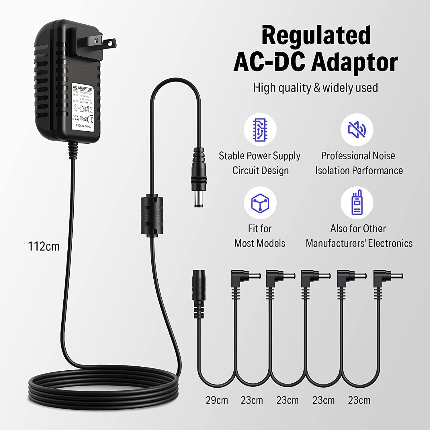 DPA-1 Guitar Power Adapter Output 9V DC 1A 5 Way Daisy Chain
