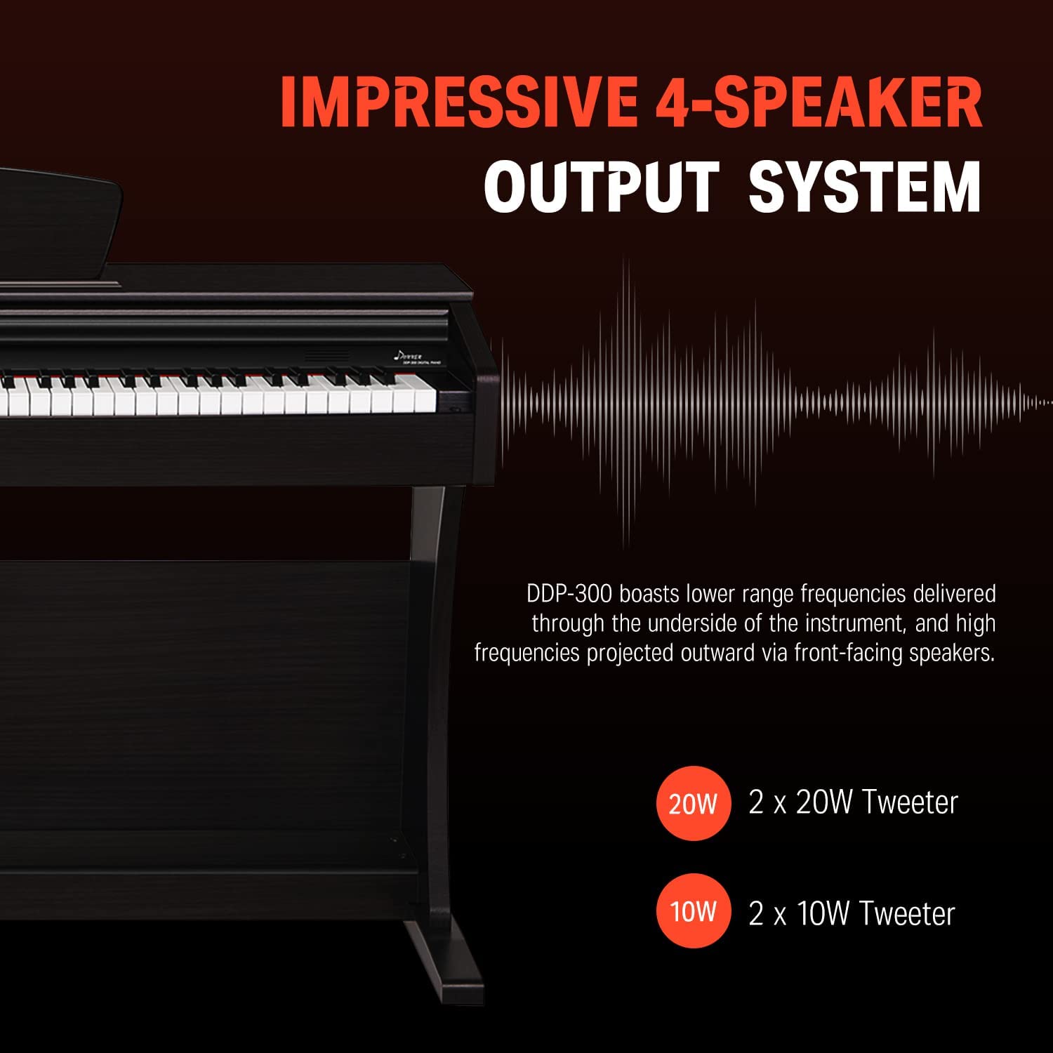 Donner DDP-300 88-Key Graded Hammer-Action Weighted Upright Digital Piano with Bluetooth