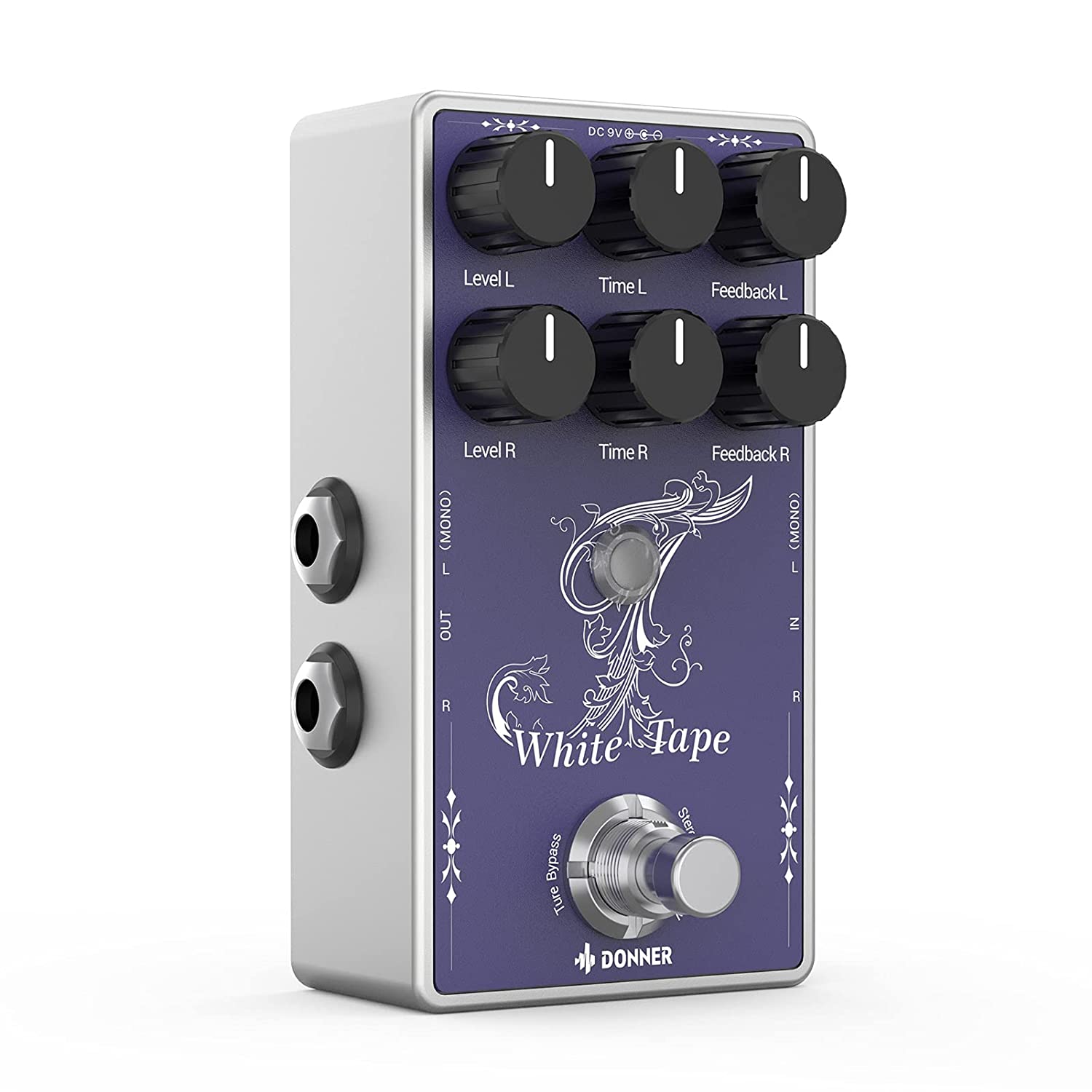 Donner Tape Delay Guitar Effect Pedal, White Tape Stereo Tape Delay Transparent Boost True Bypass - Donnerdeal