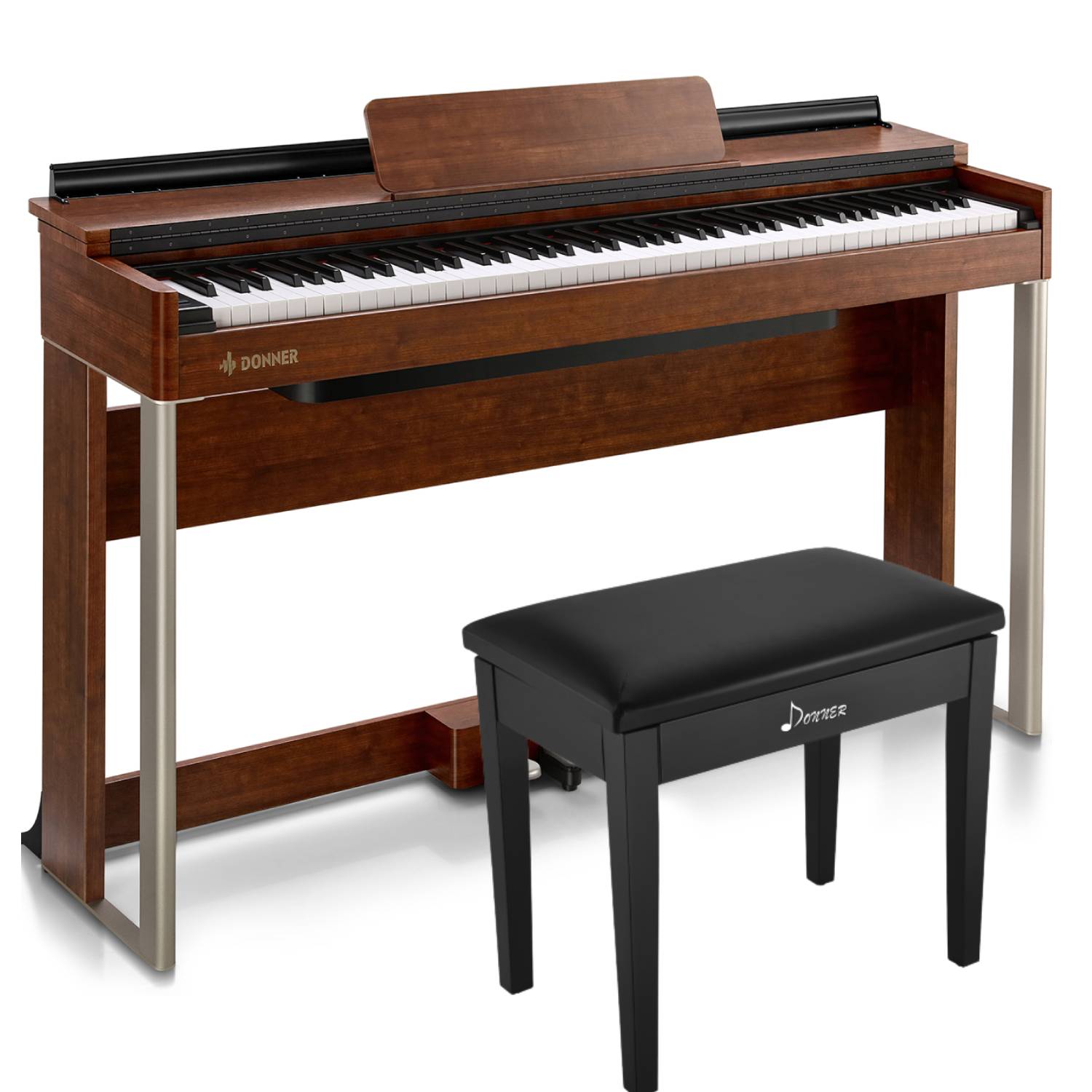 Donner DDP-200 Wooden 88 Key Dynamic Graded Hammer Action Weighted Upright Digital Piano for Professional
