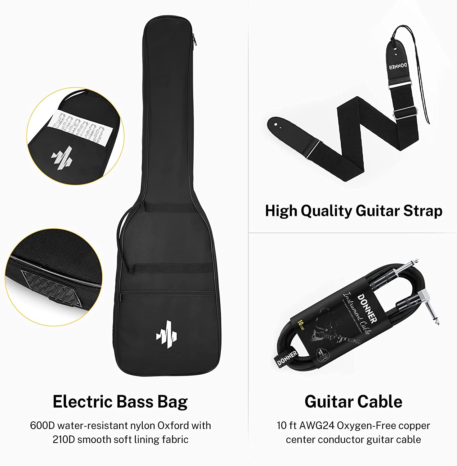 Donner DPB-510 Electric Bass Guitar Kit 4 Strings Full-Size PB