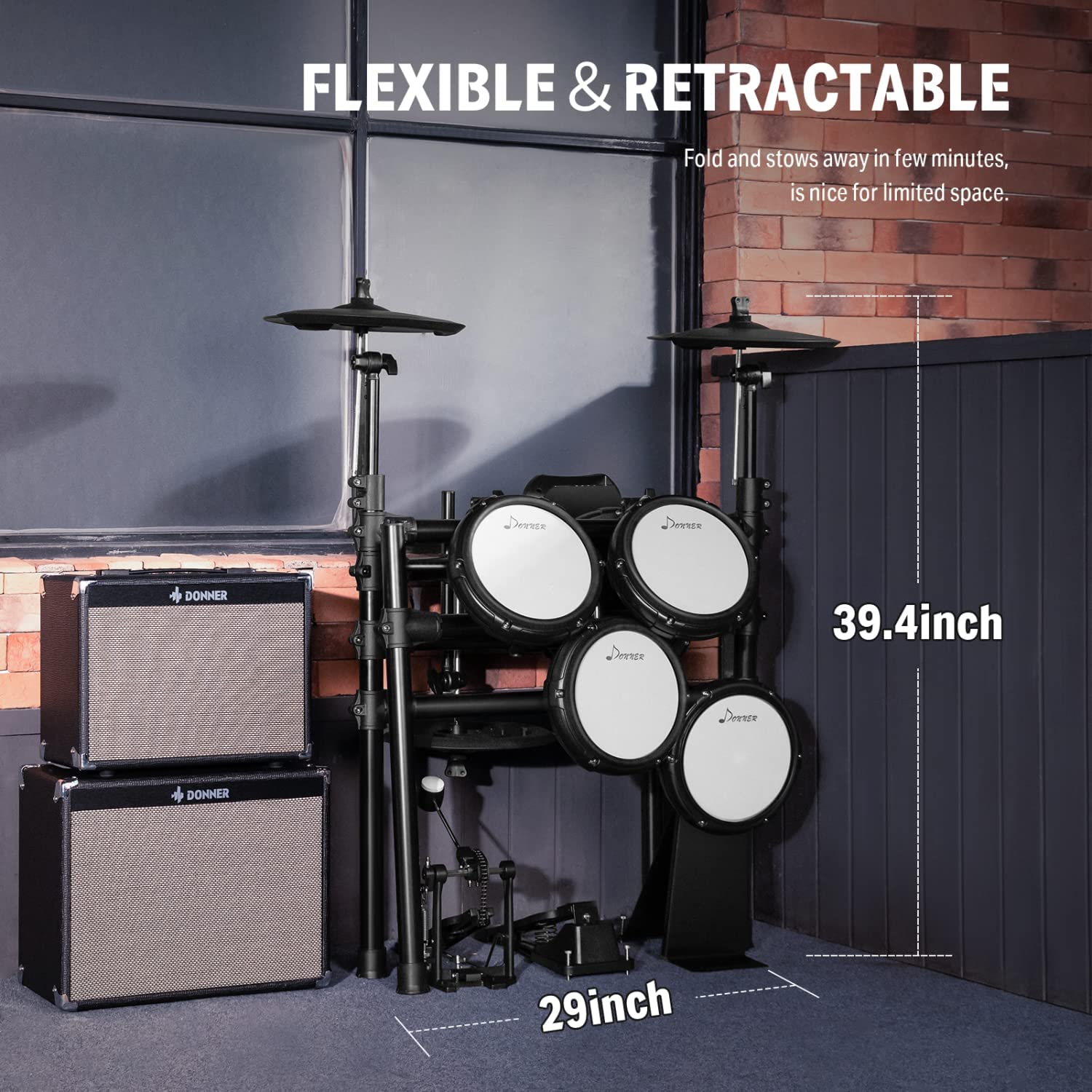 Donner DED-400 Professional Electric Drum Set, with 400 Sounds and 25 Kits, Hammer Kick Drum Pedal, More Stable Steel Support Set, DED-200 Series