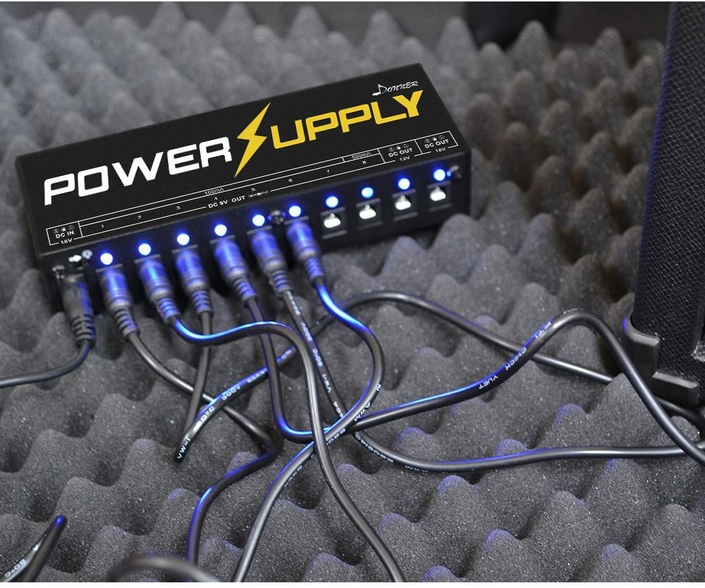 Donner DP-1 Guitar Pedal Power Supply 10 Isolated DC Output for 9V/12V/18V Effect Pedal