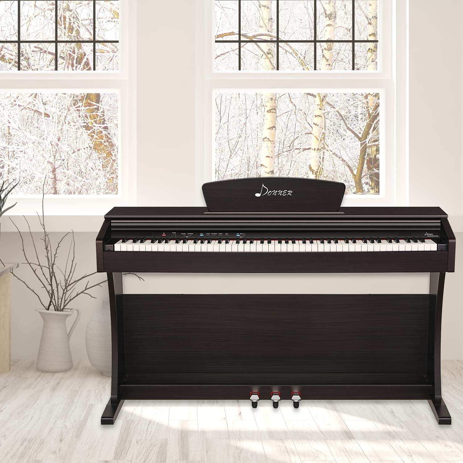 Donner DDP-300 88-Key Graded Hammer-Action Weighted Upright Digital Piano with Bluetooth