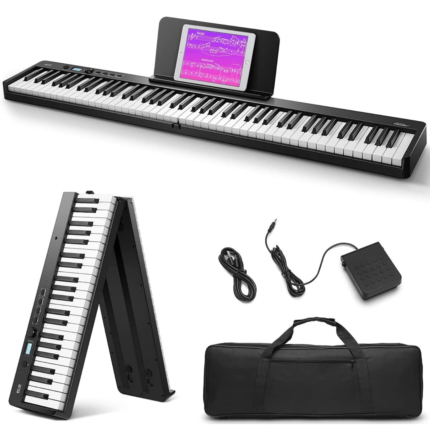 Eastar EP-10 Bluetooth Foldable Portable Keyboard 88-Key Semi-Weighted with Bag