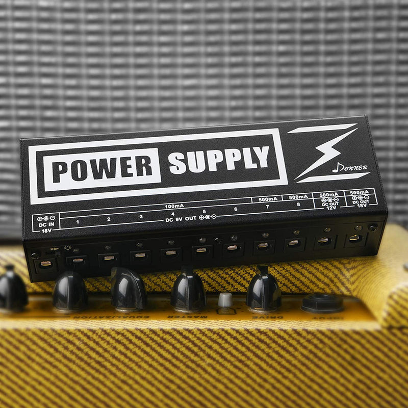 Donner DP-2 Guitar Pedal Power Supply High Current 10 Isolated DC Output for 9V/12V/18V Effect Pedals - Donner Musical instrument