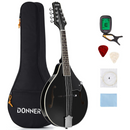 Donner DML-100B A Style Mandolin for Beginner Adult 8 String with Bag/Tuner/String/Guitar Pick