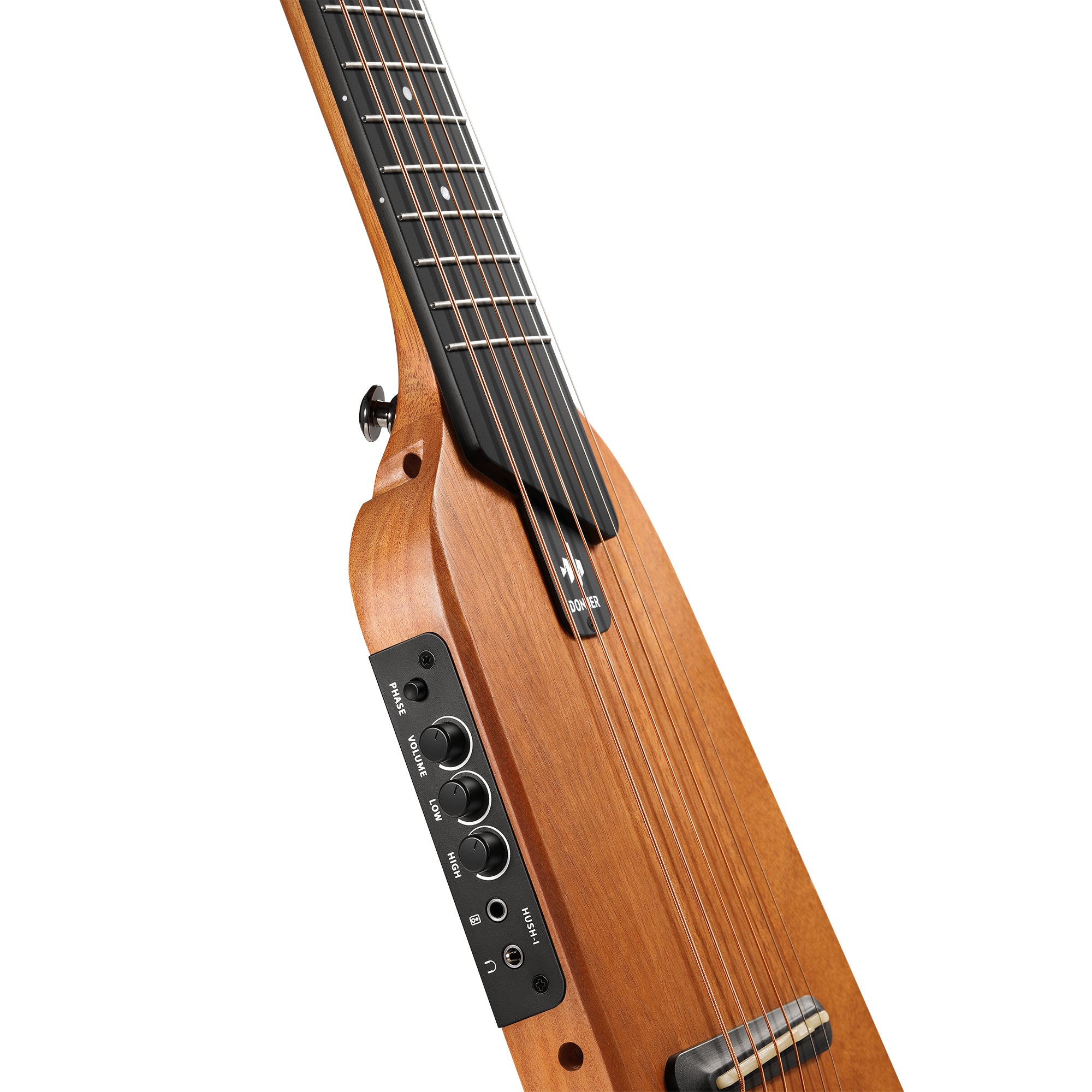 Donner HUSH-I Acoustic-Electric Guitar Kit for Travel Silent Practice-Mahogany Natural
