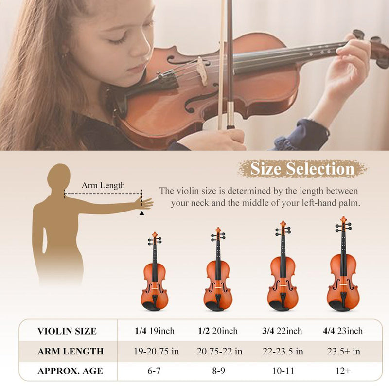 Eastar EVA-2 Violin Set for Beginners with Hard Case/Rosin/Shoulder Rest/Bow/Extra Strings 1/4,1/2,3/4,4/4