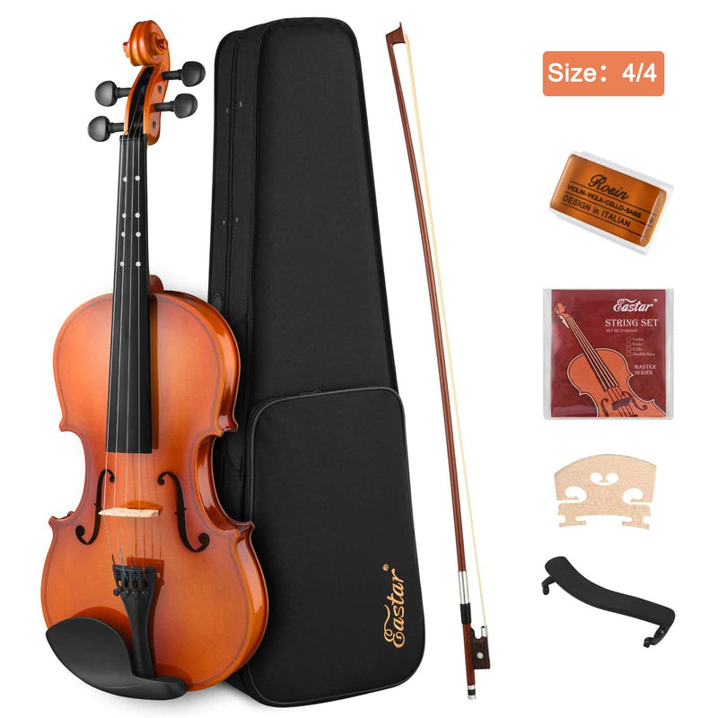 Eastar EVA-2 Violin Set for Beginners with Hard Case/Rosin/Shoulder Rest/Bow/Extra Strings 1/4,1/2,3/4,4/4