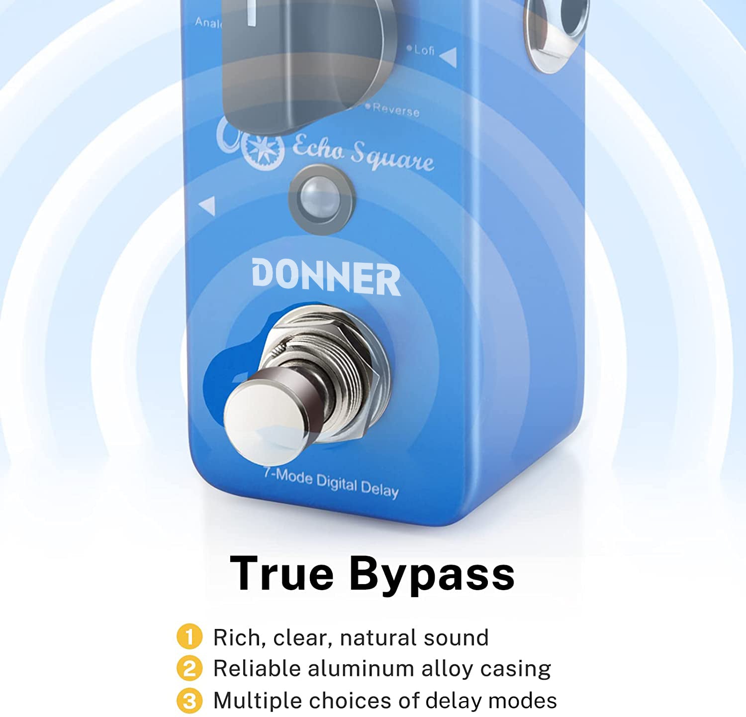 Donner 7-Mode Delay Pedal Echo Square Multi-Effect Guitar Pedal