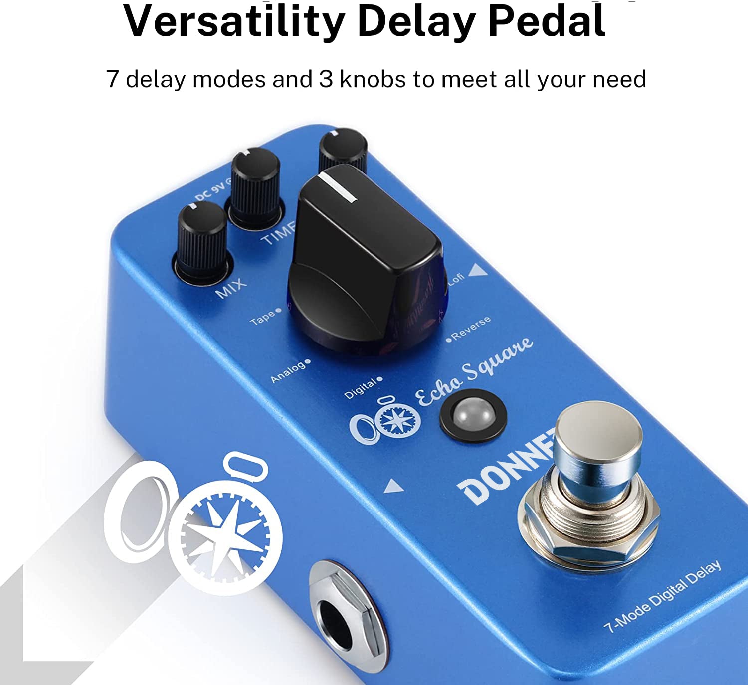 multi delay pedal Donner 7-Mode Delay Pedal Echo Square Multi-Effect Guitar Pedal