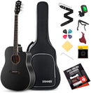 Donner DAD-160CD Cutaway 41-Inch Full Size Acoustic Guitar Beginner Kit, Right Handed, Black