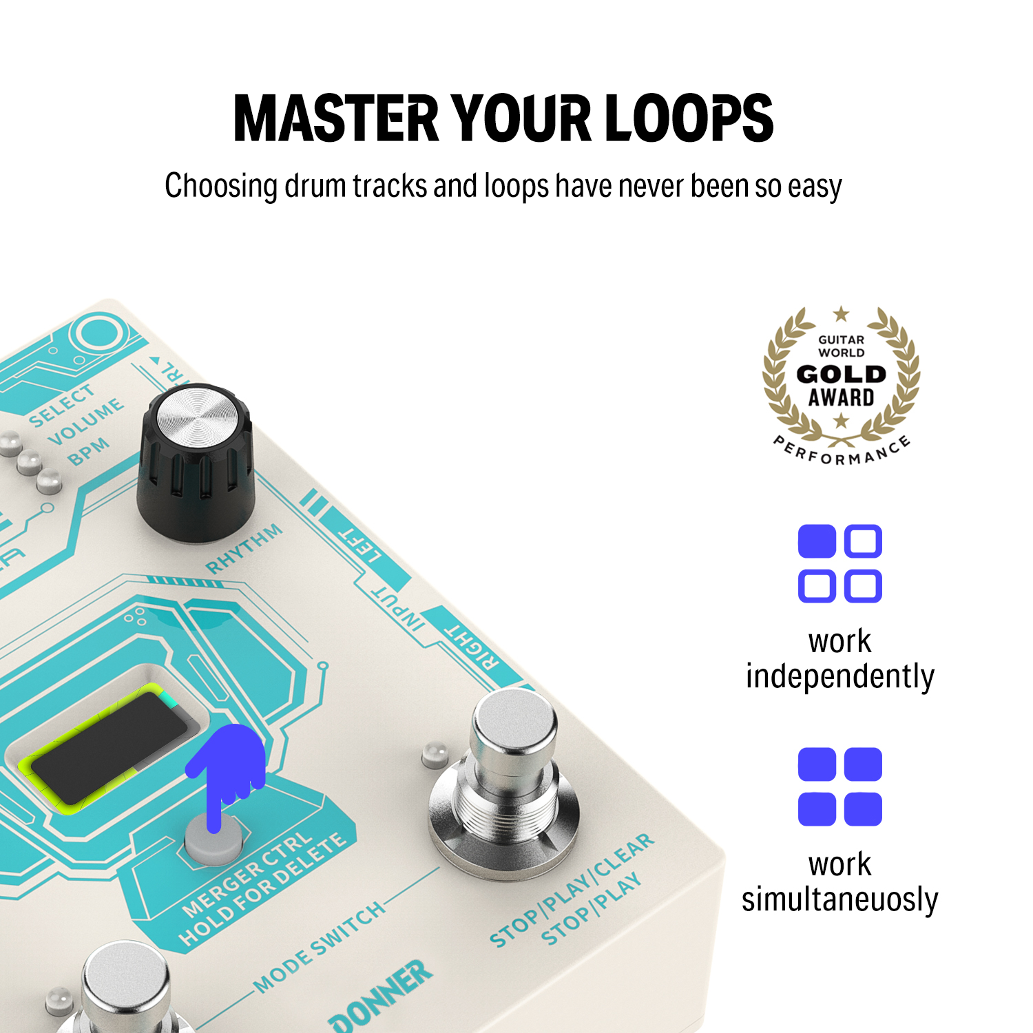 Donner-Circle-Looper-Guitar-Pedal-with-Drum-Machine-Time-Display