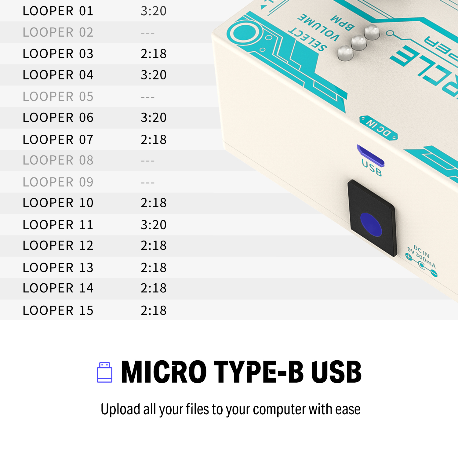 Donner-Circle-Looper-Guitar-Pedal-with-Drum-Machine-Time-Display