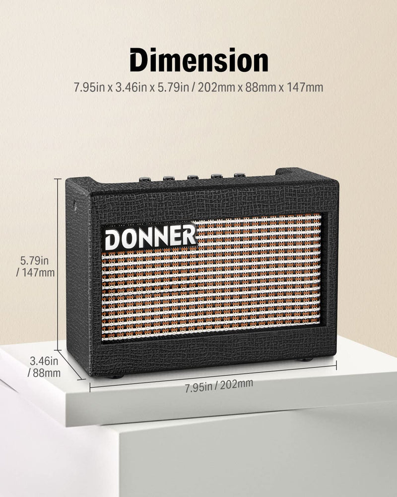 Donner Mini Electric Guitar Amp Wooden 3W Small Guitar Amplifier M-3 Desktop Practice Guitar Speaker, Portable and Compact