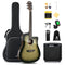 Donner Full Size Acoustic Electric Guitar with Amplifier 41 Inch for Beginner Intermediate