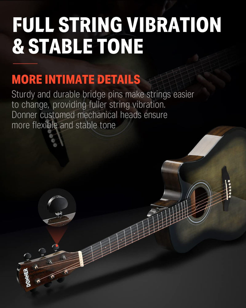 Donner Full Size Acoustic Electric Guitar with Amplifier 41 Inch for Beginner Intermediate