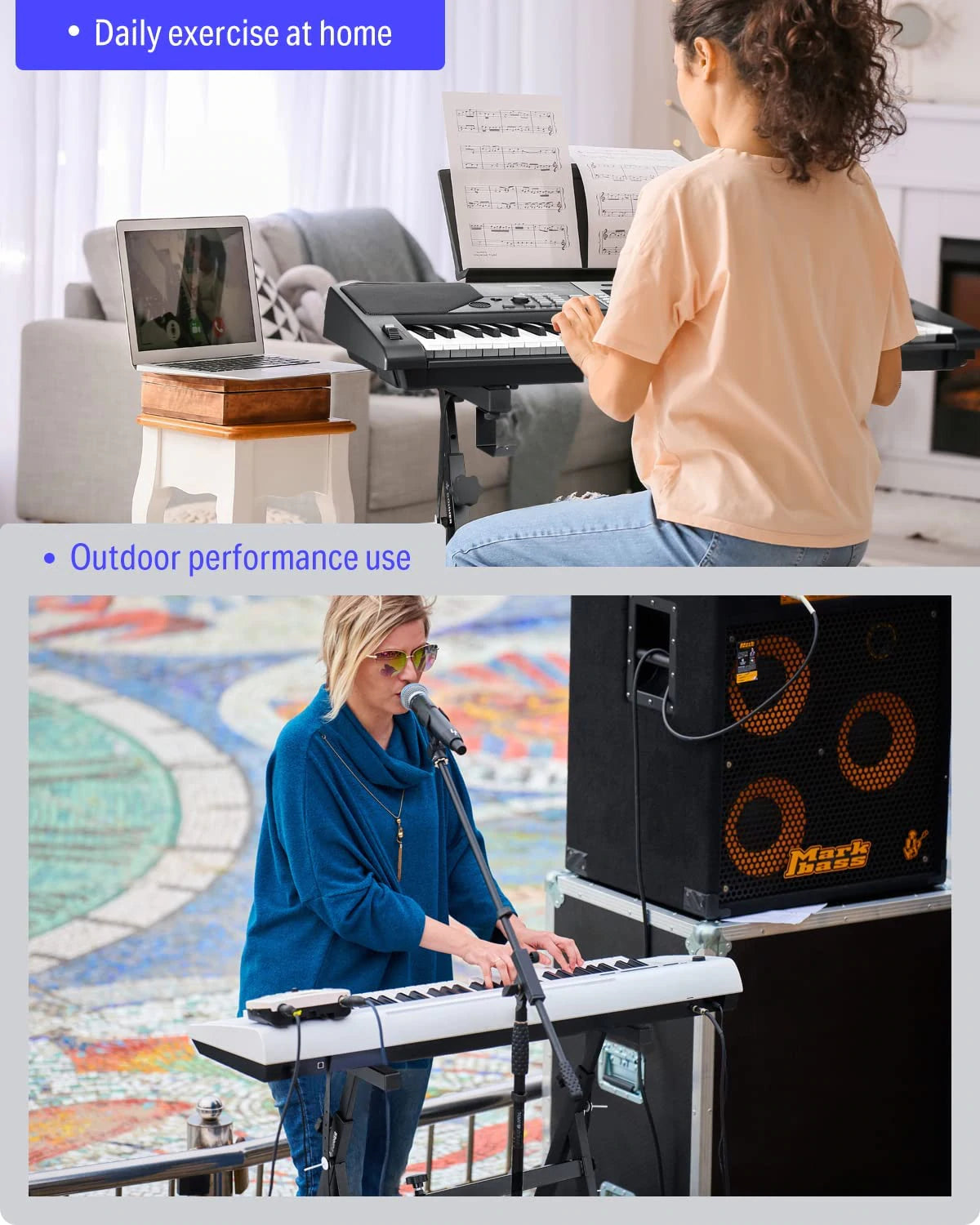 Donner Z-style Heavy-Duty Piano Keyboard Stand Adjustable and Portable/Suitable for 54/61/88 Keys Electric Keyboards Digital Pianos