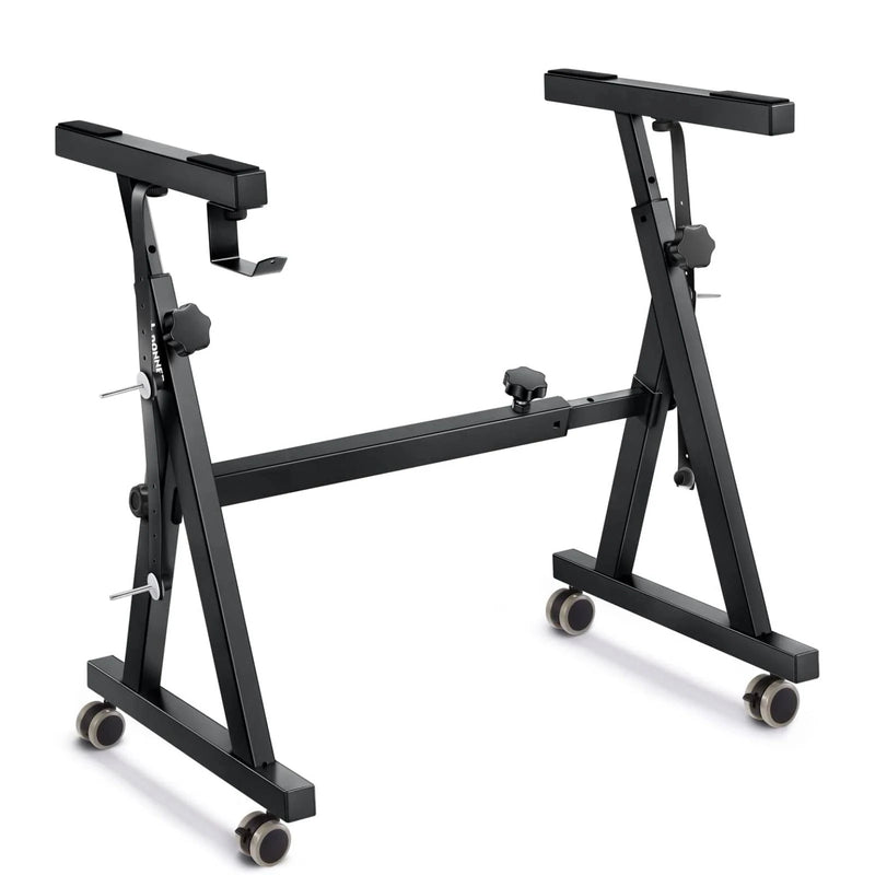 Donner Foldable Heavy Duty Z Style Keyboard Stand with Universal Wheels Adjustable Height Width for 54 61 88 Key Electric Piano