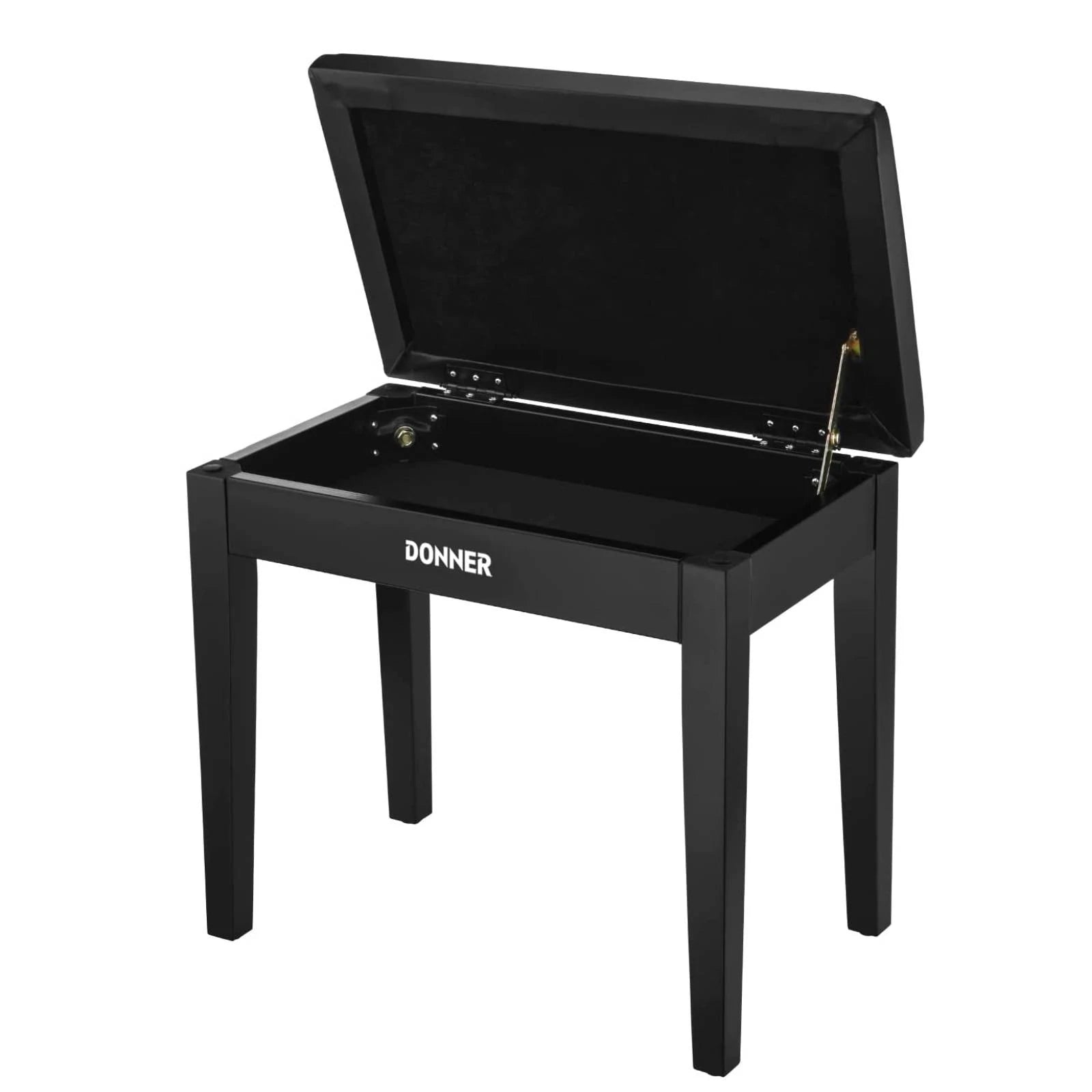 Donner Solid Wood Piano Bench with Storage High-Density Sponges Pad Seat Black