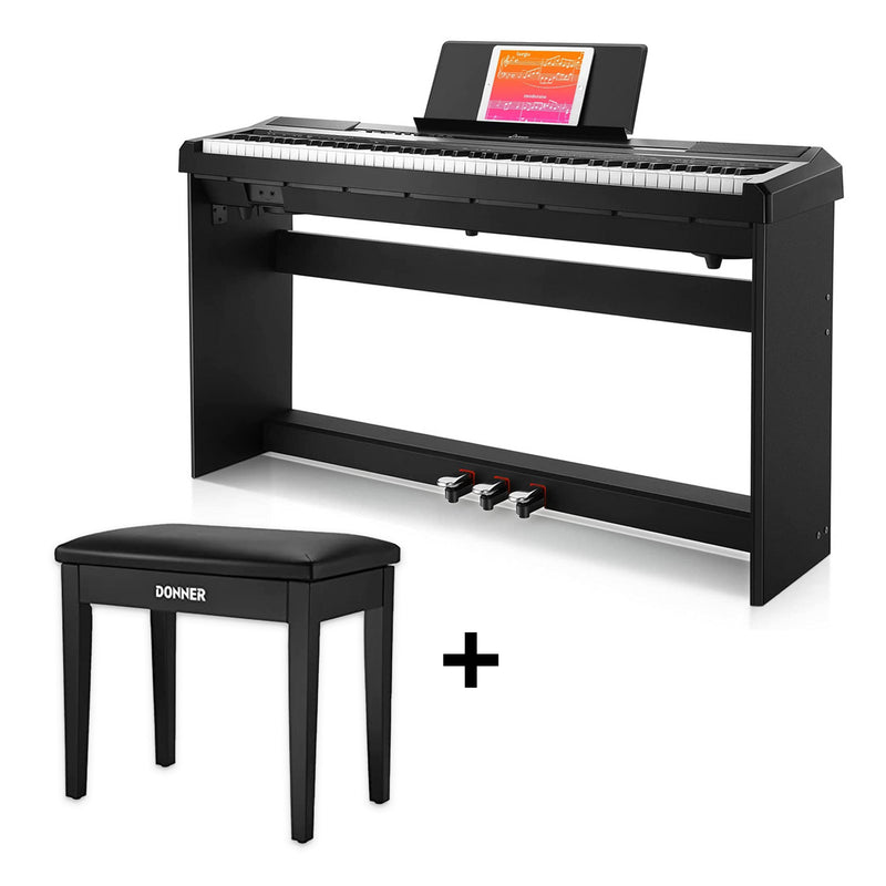 Donner DEP-10 88 Key Semi-Weighted Portable Digital Piano with Furniture Stand