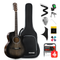 Donner DAJ-110C 40 Inch Cutaway Acoustic Guitar Kit for Beginner Travel with Pickup Bag Tuner Capo Strap Mini Jumbo Free Lesson