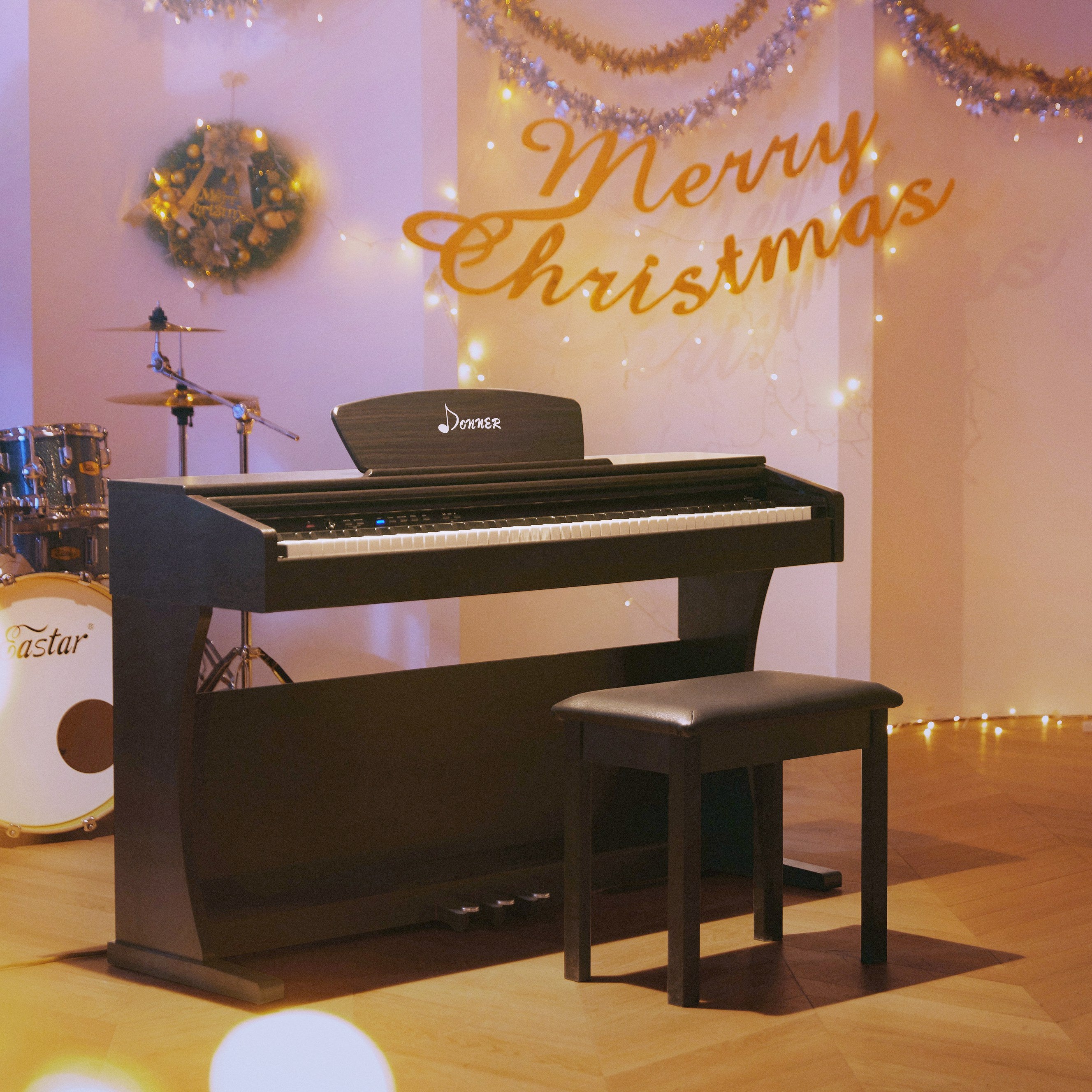 Donner DDP-300 88-Key Graded Hammer-Action Weighted Upright Digital Piano with Bluetooth
