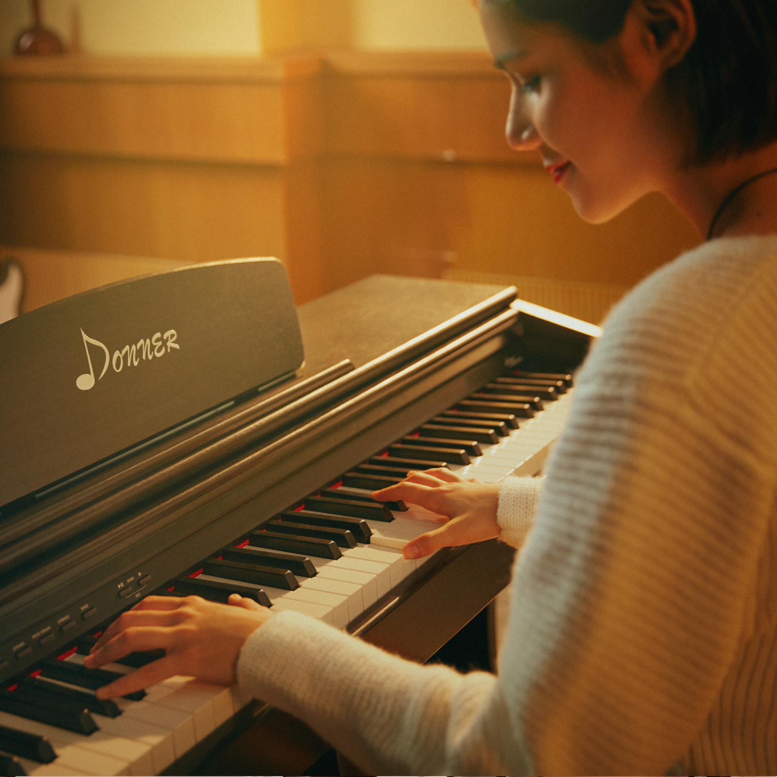 Donner DDP-300 88-Key Graded Hammer-Action Weighted Upright Digital Piano with Bluetooth