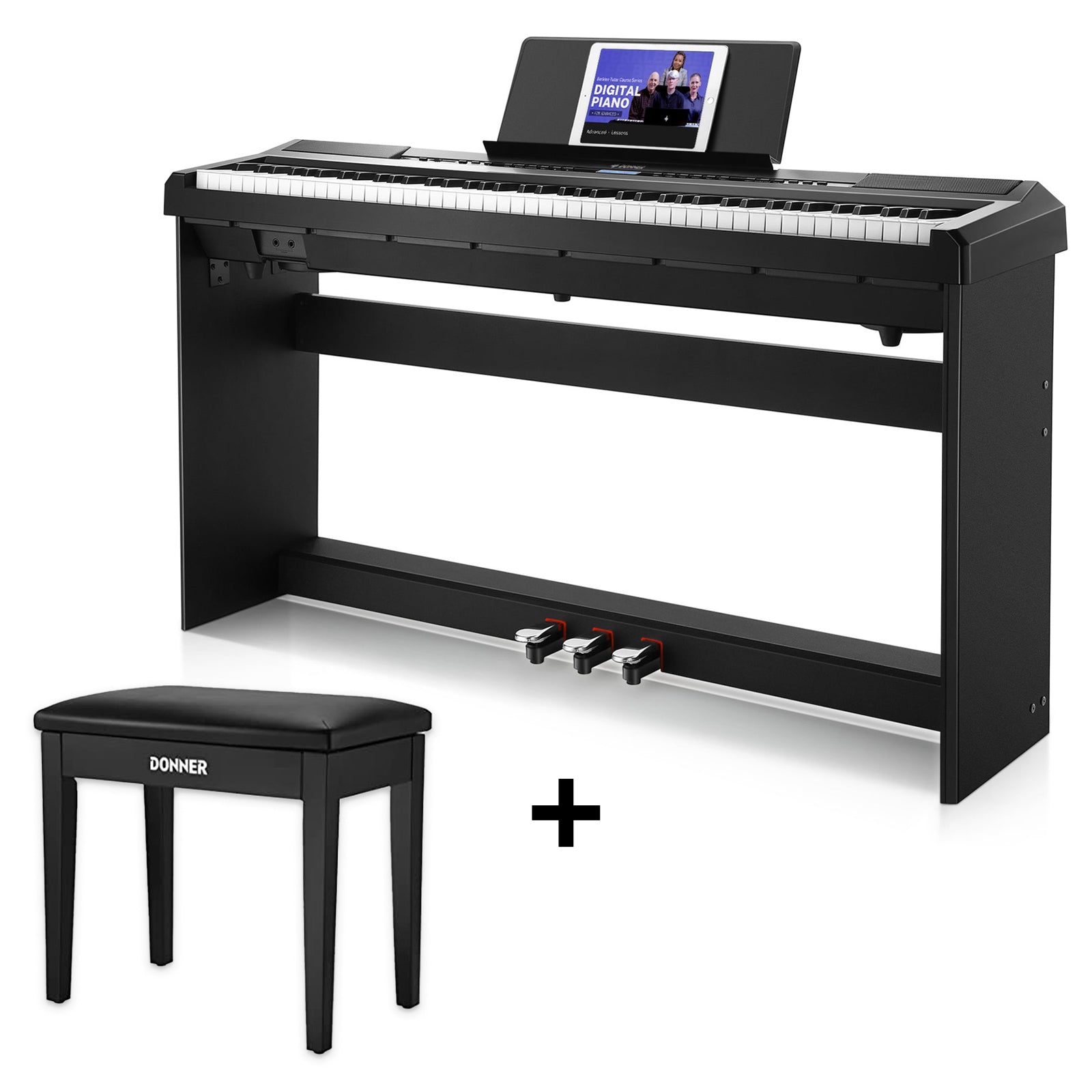 Donner スタンド付き 3本ペダル DEP-20 DEP-20 88 Key Weighted Digital Piano with Stand & 3-Pedal Donner