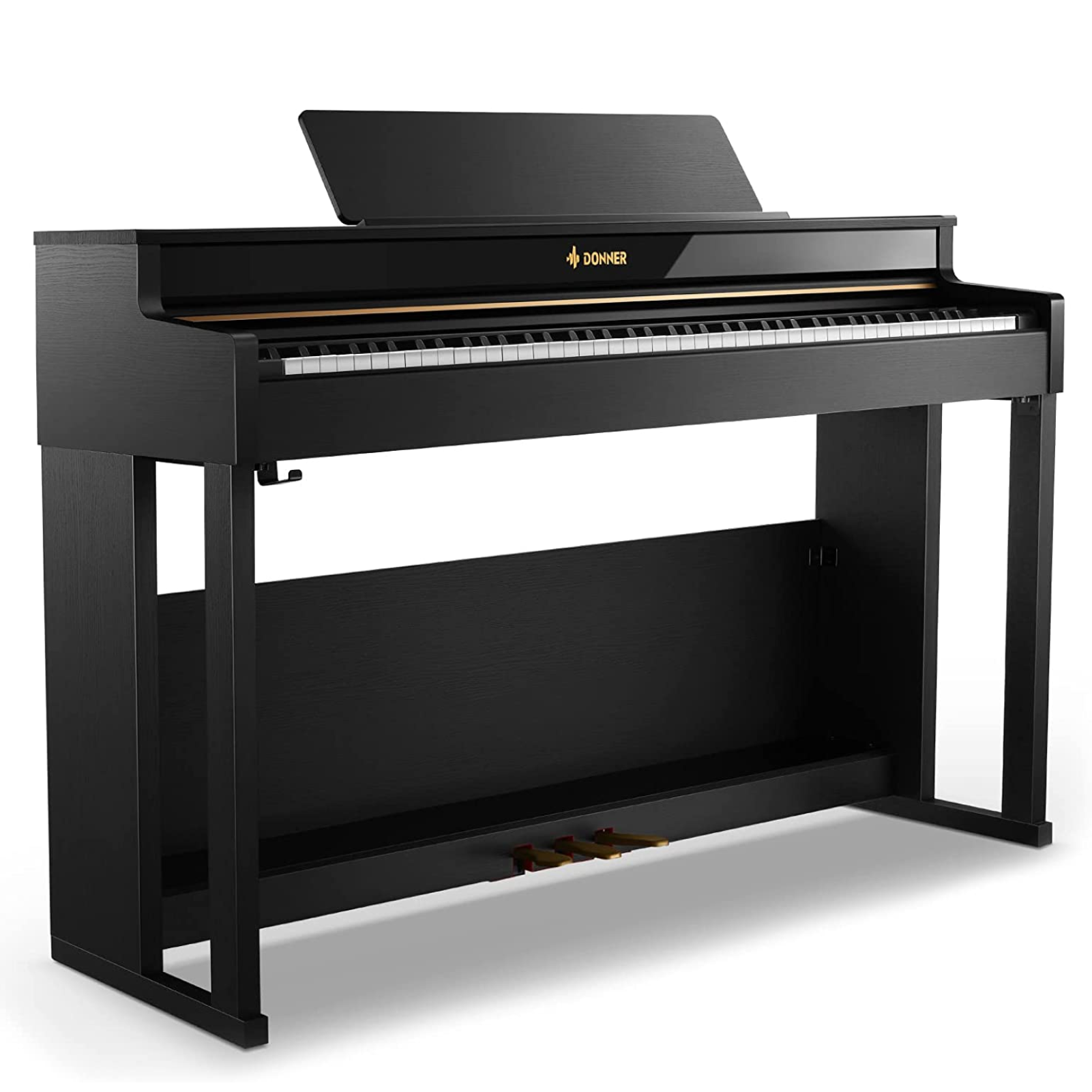 Donner DDP-400 Professional 88-Key Progressive Hammer Action Weighted Upright Digital Piano with Extended Speaker Cabinet-Black##