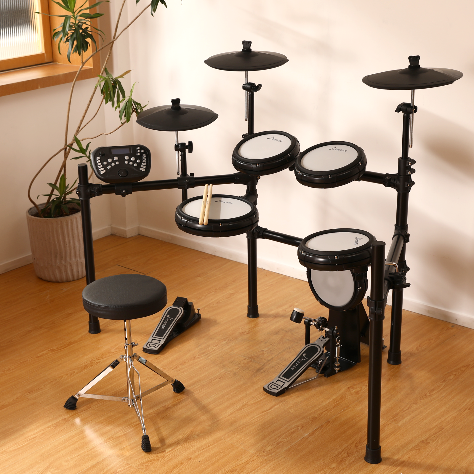 Donner DED-400 Professional Electronic Drum Set Kit with Drum Throne/Drumsticks/Headphones/Audio Cable