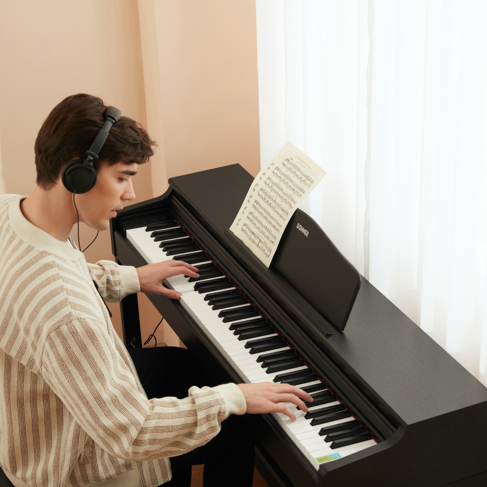 Donner DDP-100S Graded Hammer Action Weighted 88-Key Upright Digital Piano with 3 Pedal & Bench