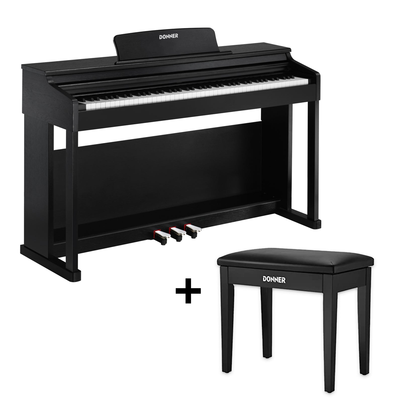 Donner DDP-100 88 Key Weighted Hammer Action Upright Digital Piano for Beginners Black/White
