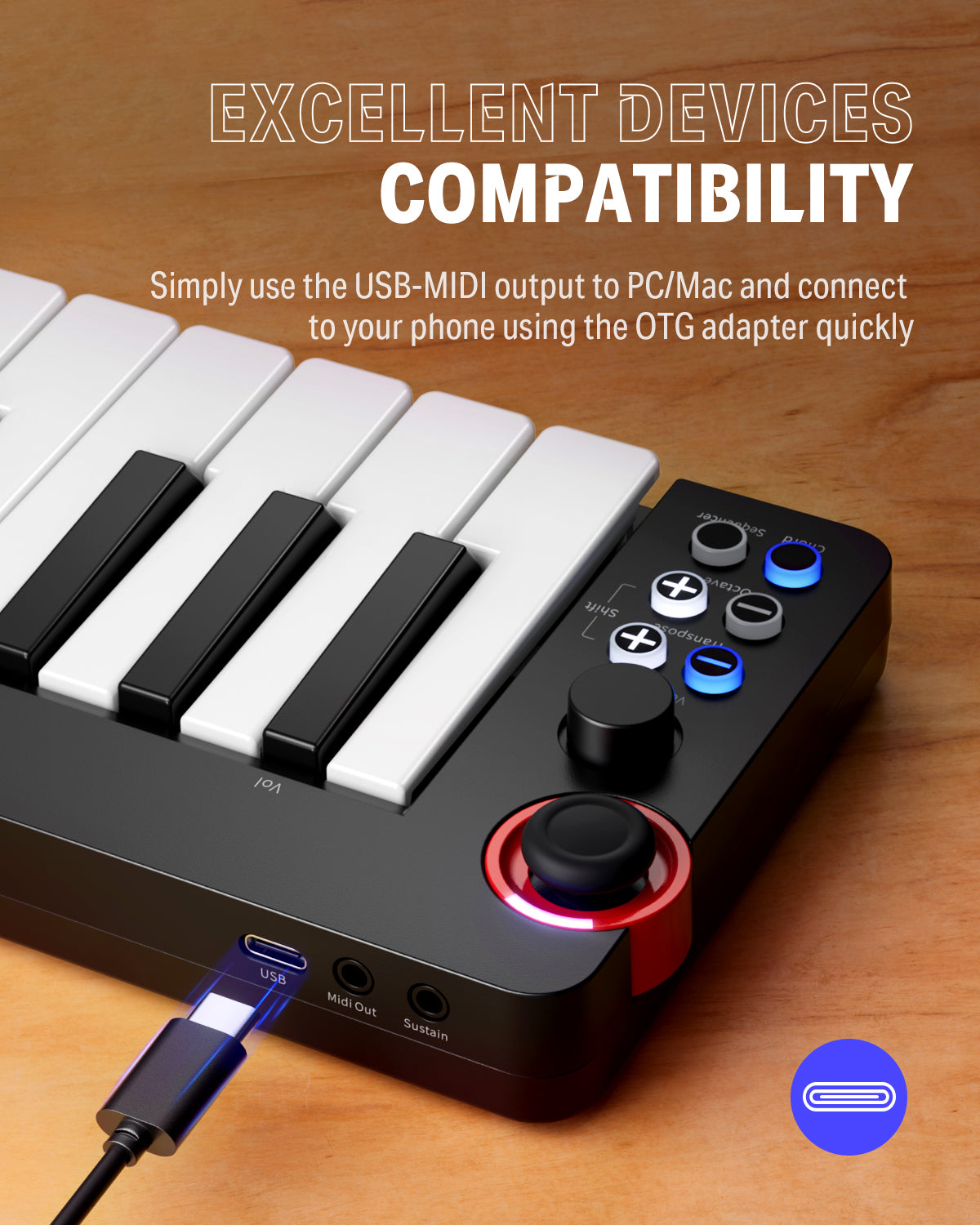 Donner N-32 32-Key MIDI Keyboard Controller Sequencer with